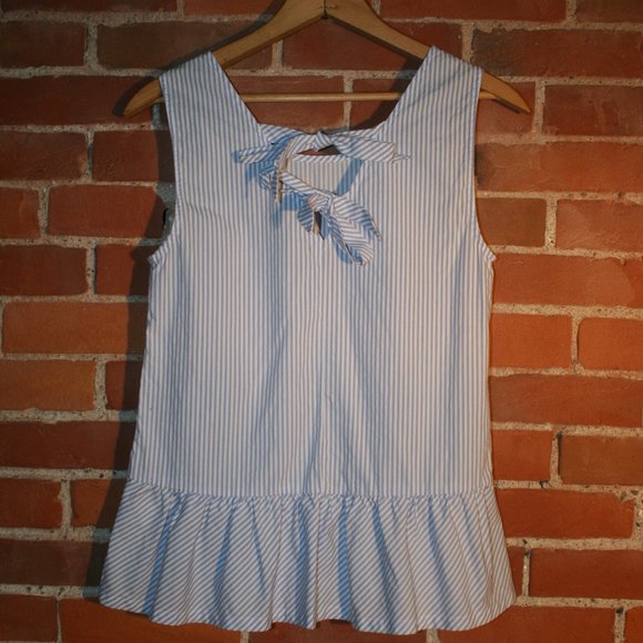 J.Crew Striped Double Bow Back Peplum Tank Blouse - Picture 8 of 8